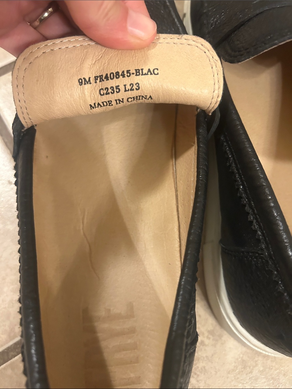 Frye Black Leather Penny Loafers with White Sole - Picture 2 of 5